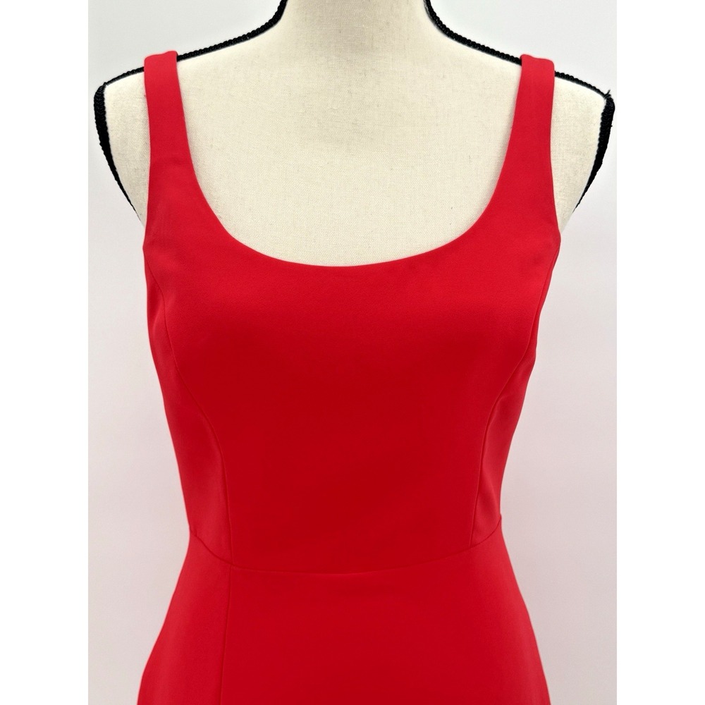 Amanda Uprichard Red Mini Dress Sheath Small Scoop Neck Side Slit Special Event